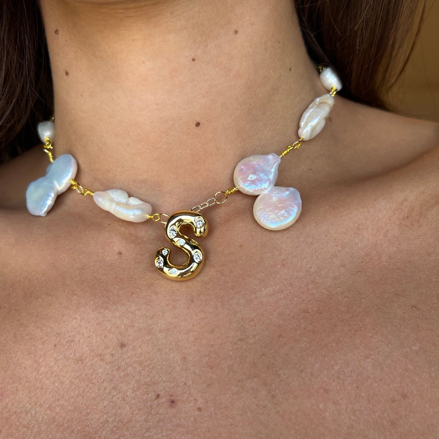 Bubble Letter Baroque Necklace