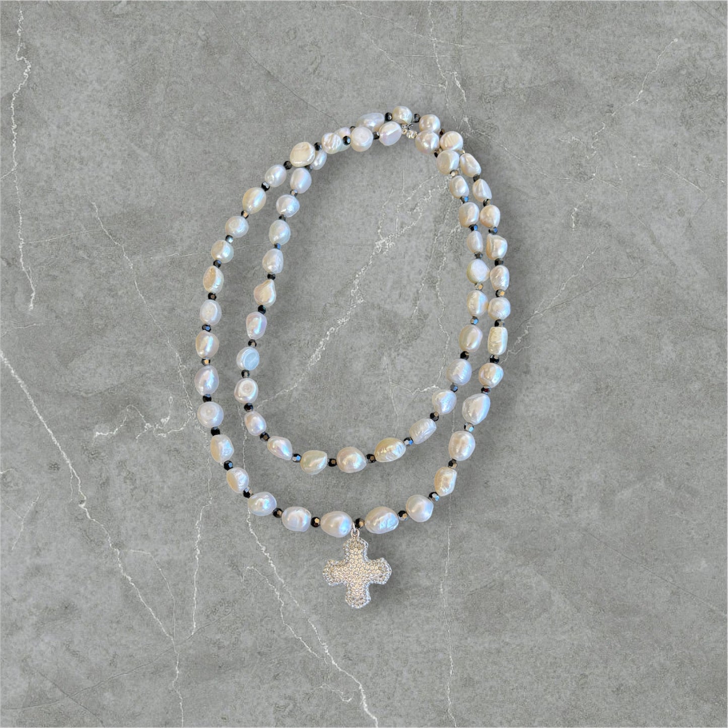 Grey Cross Necklace
