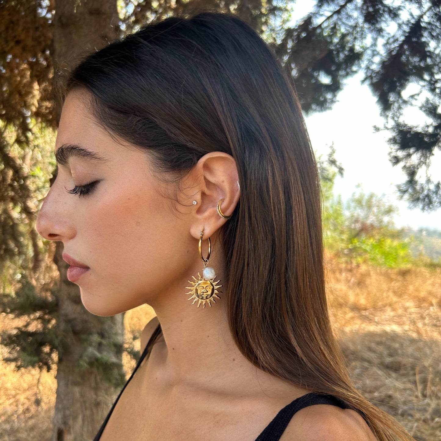 Sun Beam Earrings in pearls