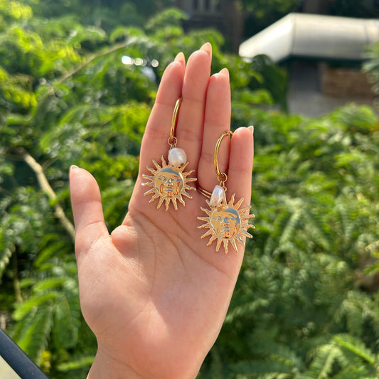 Sun Beam Earrings in pearls