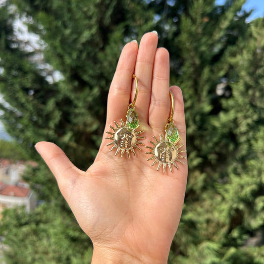 Sun Beam Earrings in Green
